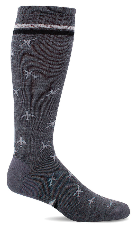 Men's In Flight Compression Sock, Charcoal 15-20 mmHg
