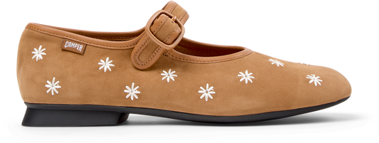 Women's Casi Myra Nubuck Leather Flower Maryjane Flats