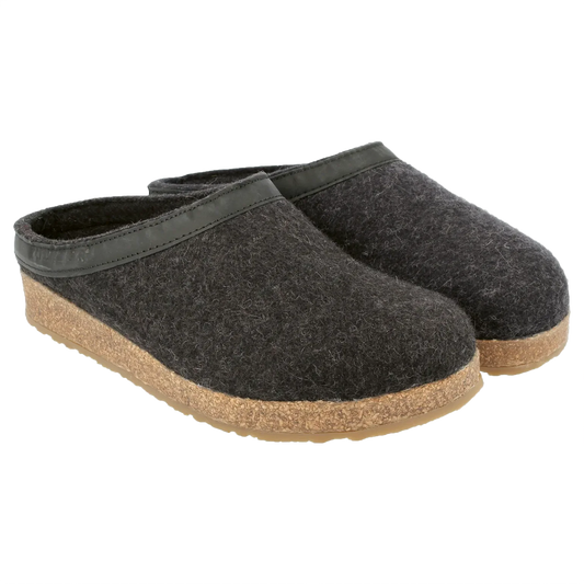 Grizzly Leather Trim Slipper, Charcoal