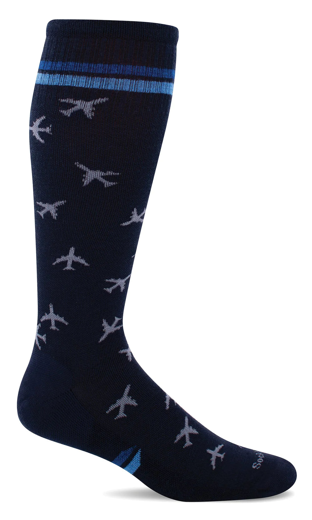 Men's In Flight Compression Sock, Charcoal 15-20 mmHg